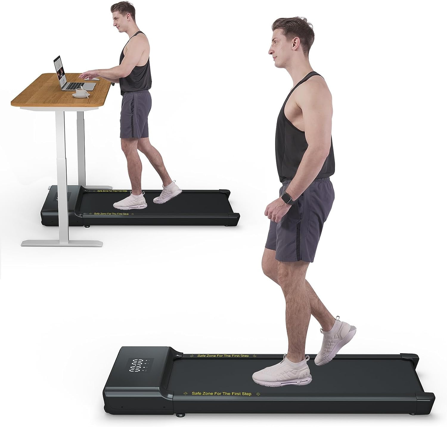 Dpforest Walking Pad, 0.6-3.8Mph, Under Desk Treadmill with Remote Control, Powerful and Quiet 2.5HP Motor for HomeOfficeBlack