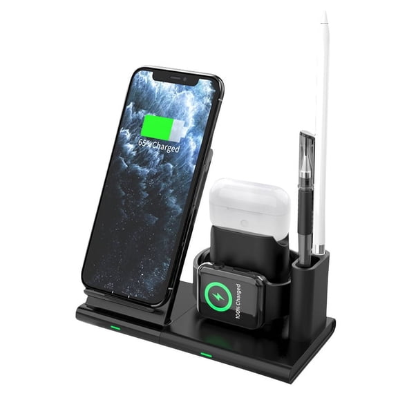 Dpisuuk 4 in 1 Wireless Charging Station, Wireless Charger for iPhone 11/11 Pro/XS/Max/XR/X/8/8 Plus, for iWatch Series 5/4/3/2, for AirPods 3/2/Pro, for Pencil 1st