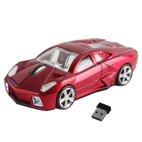 Dpisuuk Computer Mouse, 2.4GHz Wireless Mouse, Mini Cute Car Mouse, Optical Cordless Mouse with USB Receiver for Desktop Laptop PC Computer, Red