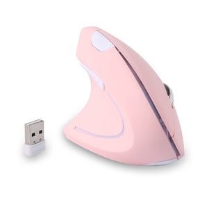 Dpisuuk Ergonomic Mouse Wireless Left Handed Vertical Mouse with LED Light USB Receiver 6 Buttons Portable 2.4GHz Optical Mouse for PC Laptop Desktop Computer Notebook Mac Adults Gifts, Pink