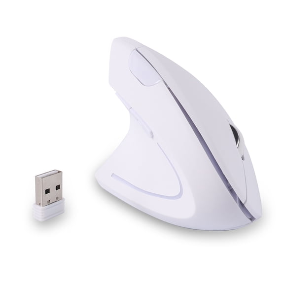 Dpisuuk Ergonomic Mouse Wireless Left Handed Vertical Mouse with LED Light USB Receiver 6 Buttons Portable 2.4GHz Optical Mouse for PC Laptop Desktop Computer Notebook Mac Adults Gifts, White