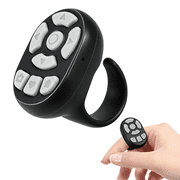 Dpisuuk Finger Ring Mouse Mini Wearable Bluetooth Remote Control Scrolling Ring Thumb Mouse Travel Portable Handheld Air Mouse for Smartphone iPad Tablet for Page Turn Watch Video Take Photo, Black