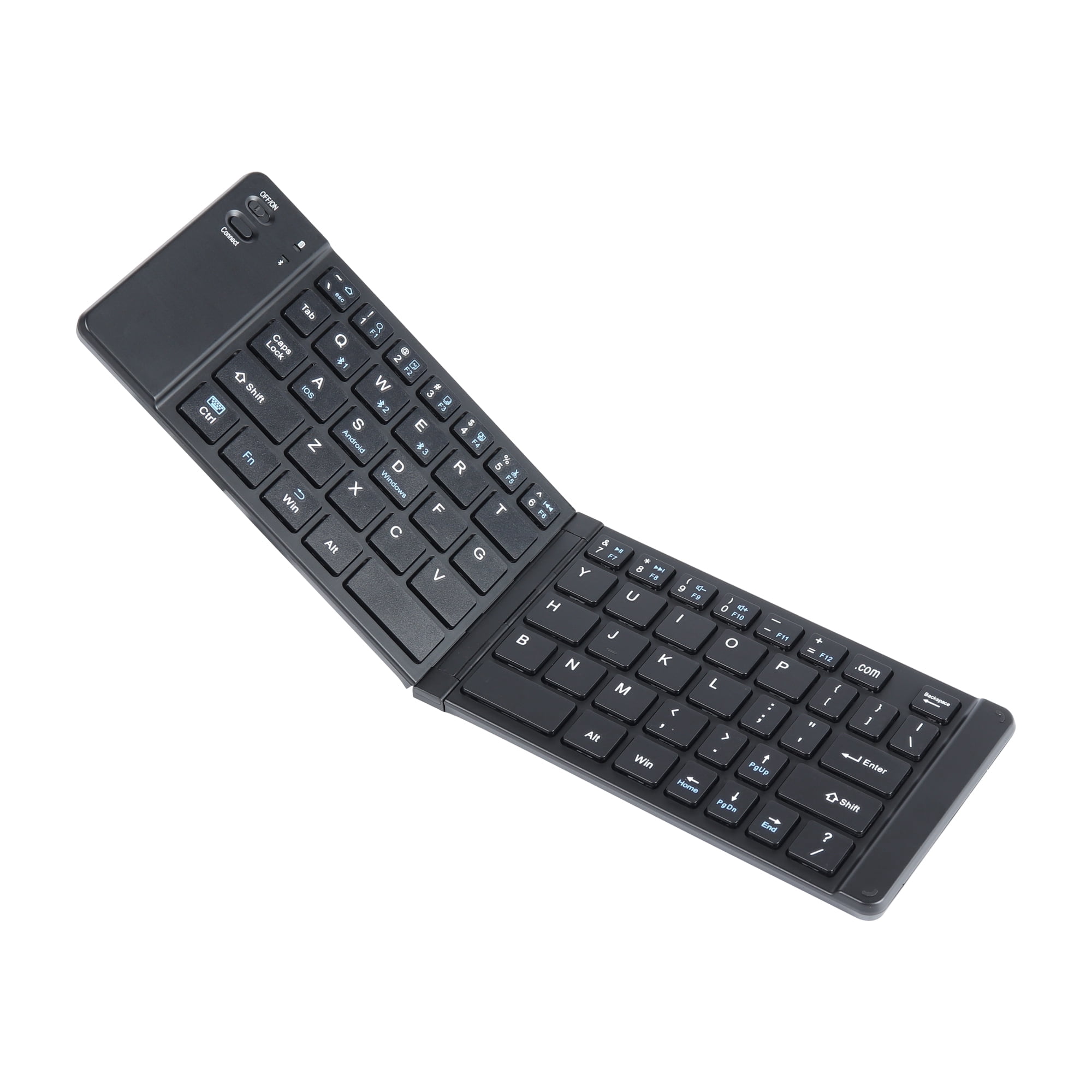 Dpisuuk Foldable Bluetooth Keyboard Portable Ultra Slim Multi Device Wireless Keyboard 66 Keys Pocket Size Rechargeable Keyboard Cordless Keyboard for Laptop Tablet PC (Black)