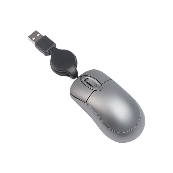 Dpisuuk Mini Wired Mouse Small Pocket Compact USB Retractable Cable Computer Mice Portable Travel Optical Corded Tiny Mouse for PC Laptop Computer Desktop Kids Girls Boys Gift (Silver)