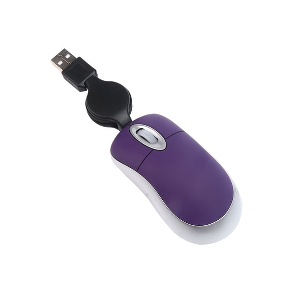 Dpisuuk Mini Wired Mouse Small Pocket Compact USB Retractable Cable Computer Mice Portable Travel Optical Corded Tiny Mouse for PC Laptop Computer Desktop Kids Girls Boys Gift (Purple)