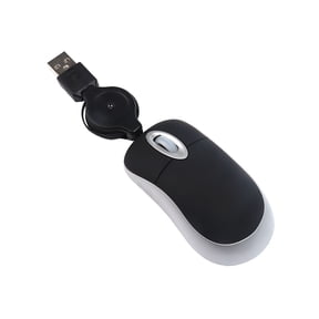Dpisuuk Mini Wired Mouse Small Pocket Compact USB Retractable Cable Computer Mice Portable Travel Optical Corded Tiny Mouse for PC Laptop Computer Desktop Kids Girls Boys Gift (Black)