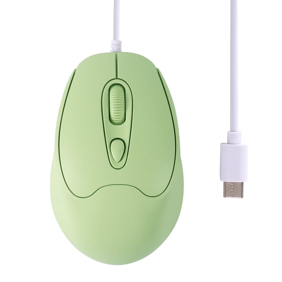 Dpisuuk USB-C Wired Mouse with 3.94 FT Cable 4 Buttons 800-1200-1600 Sensitivity Portable Optical Corded Silent Mouse for Laptop PC MacBook Tablet Smartphone Kids Adults Gift, Green
