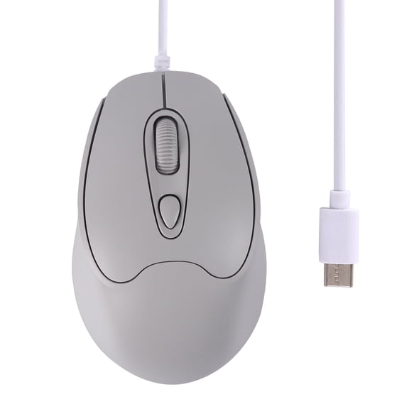 Dpisuuk USB-C Wired Mouse with 3.94 FT Cable 4 Buttons 800-1200-1600 Sensitivity Portable Optical Corded Silent Mouse for Laptop PC MacBook Tablet Smartphone Kids Adults Gift, Grey