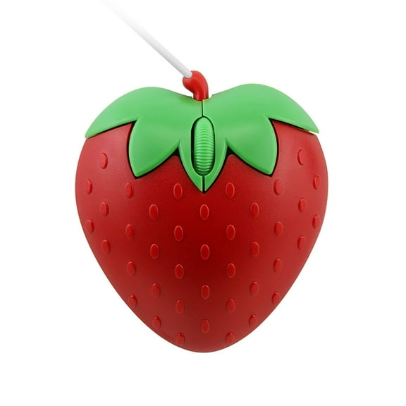 Dpisuuk USB Wired Mouse Cute Fruit Strawberry Shape Wired Mouse Portable Mini Optical Mice Computer Mouse Corded Mouse 3 Buttons for Laptop Desktop PC, Red