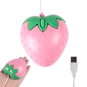 Dpisuuk Wired Mouse Cute Fruit Strawberry Shape Computer Mice Portable USB Corded Mouse with 4.59FT Cord Unique Travel Wired Mice for PC Computer Laptop Desktop Kids Adults Gift, Pink