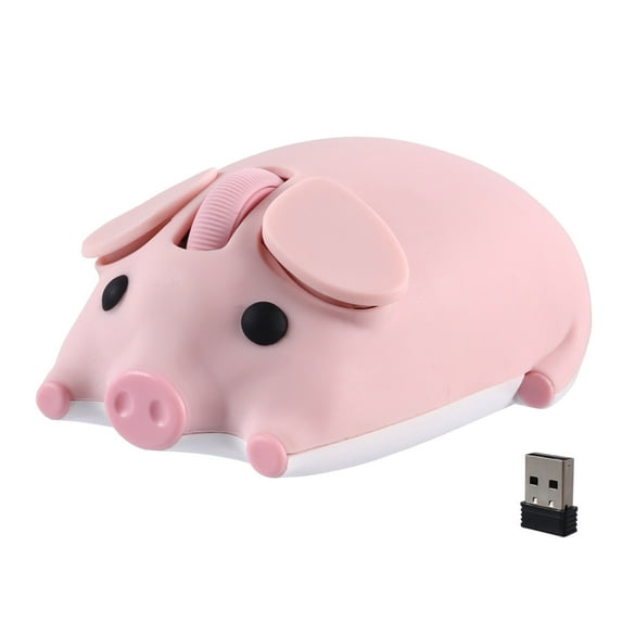 Dpisuuk Wireless Bluetooth Mouse Cute Animal Pig Shape 2.4G & Bluetooth Dual Mode Computer Mice with USB Receiver Portable Compact Optical Cordless Mouse for Laptop PC Notebook Kids Gift, Pink
