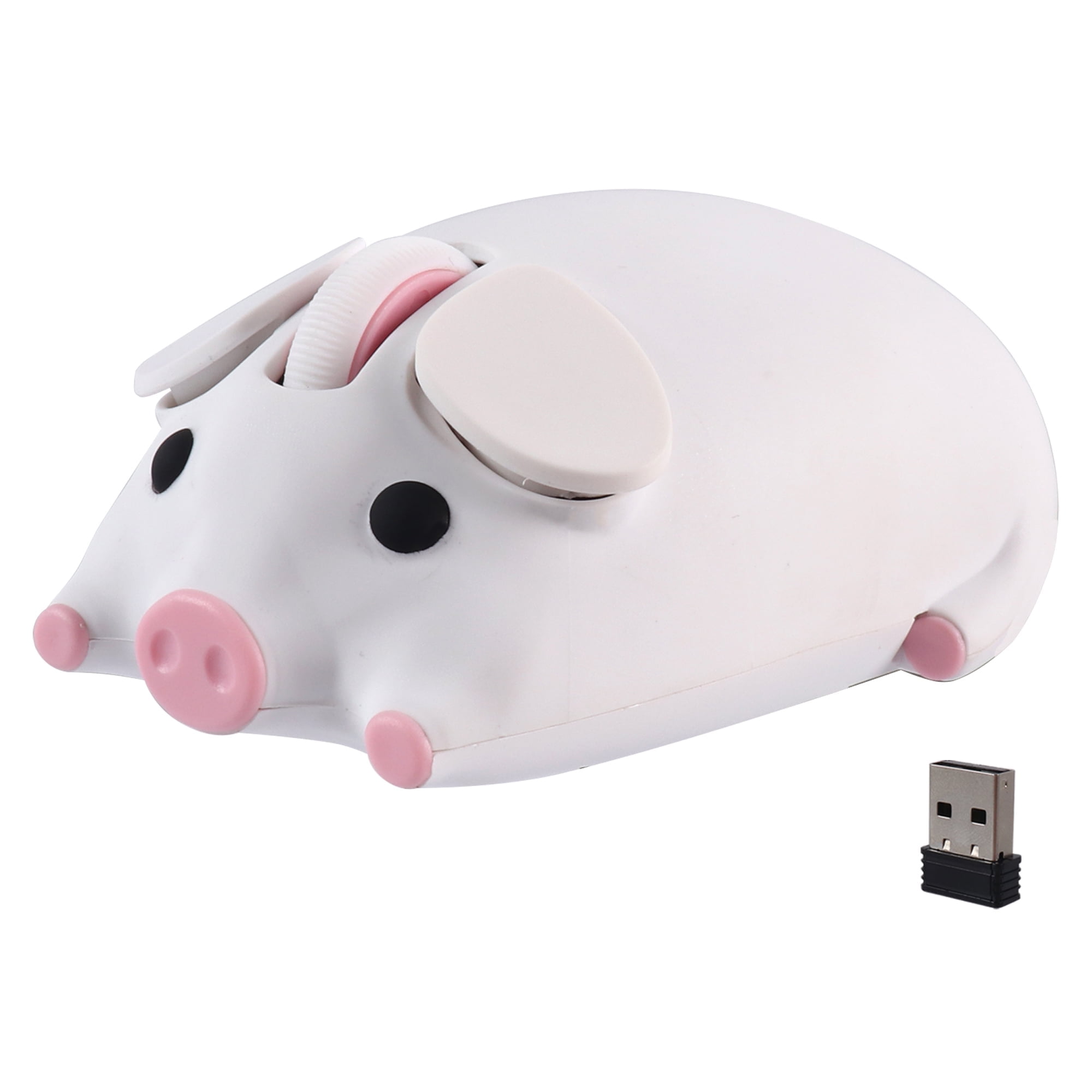 Dpisuuk Wireless Bluetooth Mouse Cute Animal Pig Shape 2.4G & Bluetooth Dual Mode Computer Mice with USB Receiver Portable Compact Optical Cordless Mouse for Laptop PC Notebook Kids Gift, White