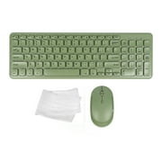 Dpisuuk Wireless Keyboard and Mouse Combo, Ultra Slim Silent Full-Size Keyboard and Mouse Set with 2.4G USB Receiver for Laptop Computer PC DesktopGreen
