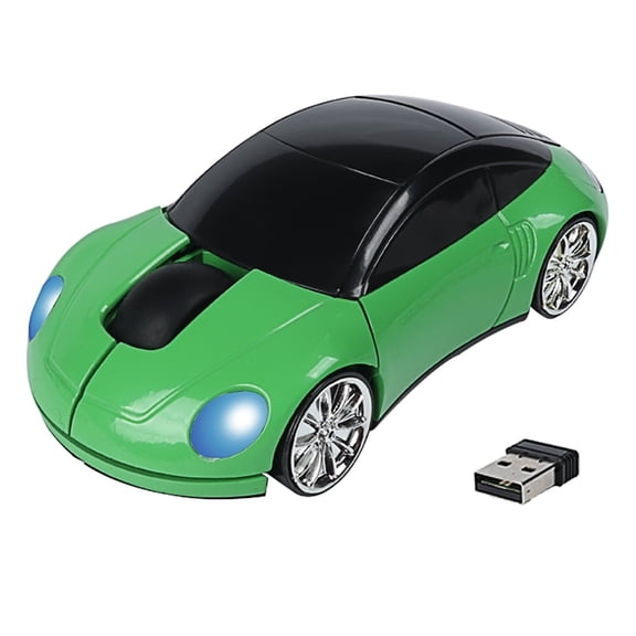 Dpisuuk Wireless Mouse 2.4GHz Cool Car Mouse with USB Receiver 1600 DPI Optical Travel Mouse for Laptop PC Computer Desktop MacBook Kids Boy Girl Adults Women Men Gifts, Green