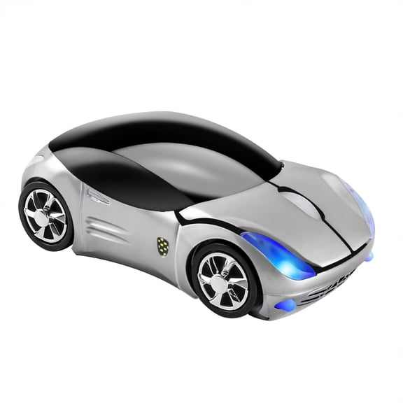 Dpisuuk Wireless Mouse 2.4GHz Mini Cool Car Mouse with USB Receiver 1200 DPI Optical Small Travel Mouse for PC Laptop Computer Desktop MacBook Kids Boy Girl Adults Women Men Gifts, Silver