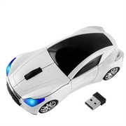 Dpisuuk Wireless Mouse, 2.4GHz Optical Car Mouse, Computer Mouse with USB Receiver, Cordless Mouse for Laptop PC Computer, White