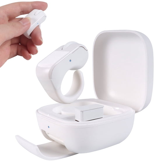 Dpisuuk Wireless Mouse Bluetooth & 2.4GHz Dual Mode Handheld Finger Ring Mouse with Touchpad Rechargeable Wearable Mini Thumb Mouse with Charging Case for PC Laptop Tablet Smartphone, White