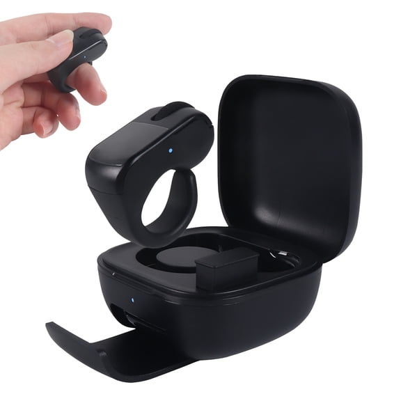 Dpisuuk Wireless Mouse Bluetooth & 2.4GHz Dual Mode Handheld Finger Ring Mouse with Touchpad Rechargeable Wearable Mini Thumb Mouse with Charging Case for PC Laptop Tablet Smartphone, Black