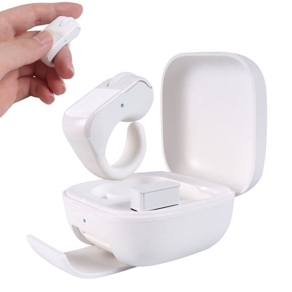 Dpisuuk Wireless Mouse Bluetooth & 2.4GHz Dual Mode Handheld Finger Ring Mouse with Touchpad Rechargeable Wearable Mini Thumb Mouse with Charging Case for PC Laptop Tablet Smartphone, White