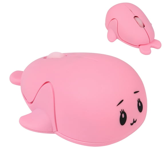 Dpisuuk Wireless Mouse Bluetooth Cute Small Animal Dolphin Shape Computer Mice with USB Receiver 2.4GHz & Bluetooth Dual Mode Silent USB Cordless Mouse for Laptop PC Tablet Kids Adults Gift, Pink