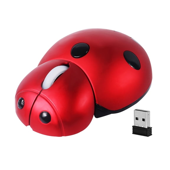 Dpisuuk Wireless Mouse, Cute Animal Ladybug Computer Mouse with USB Receiver, Portable 2.4GHz Optical Mice, Cordlless Mouse for Laptop Desktop PC