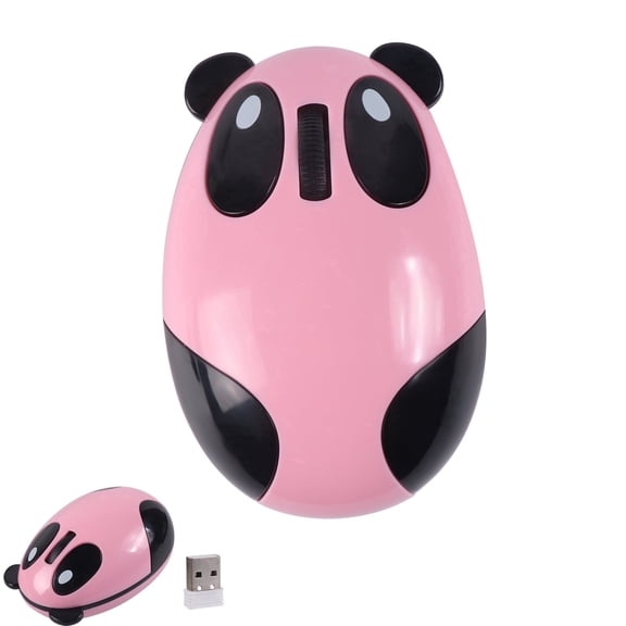 Dpisuuk Wireless Mouse Cute Cartoon Animal Panda Computer Mice with USB Receiver 2.4GHz Optical Rechargeable Silent Kawaii Cordless Mouse for Laptop PC Desktop Kids Adults Gifts, Pink
