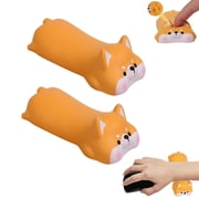 Dpisuuk Wrist Support for Mouse, 2PCS Soft Cute Orange Dog Shape Wrist Rest Support Pad for Keyboard Mouse, Mini Ergonomic Mouse Wrist Pad for Office Computer Laptop