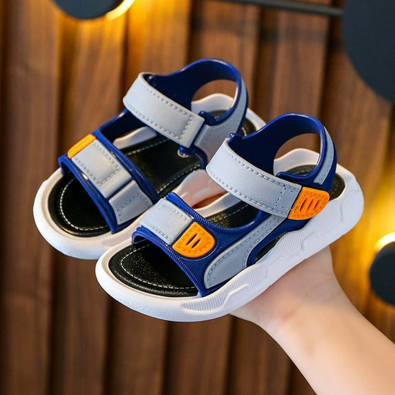 Dpityserensio 1-10 Years Summer Middle and Big Boys Outdoor Non-slip Soft-soled Beach Sandals Blue 8-9 Years