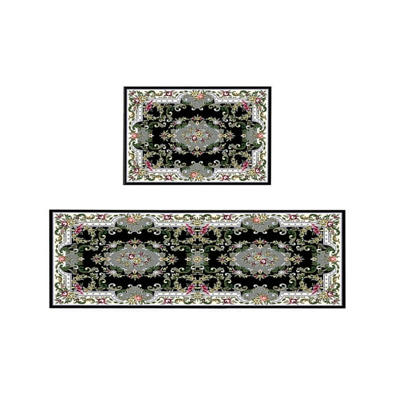 Dpityserensio 2-Piece Ethnic Kitchen Rug Set Machine Washable Non-Slip Bathroom Floor Mat Home Fall Decor