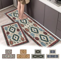Dpityserensio 2-Piece Ethnic Kitchen Rug Set Machine Washable Non-Slip Bathroom Floor Mat Home Fall Decor