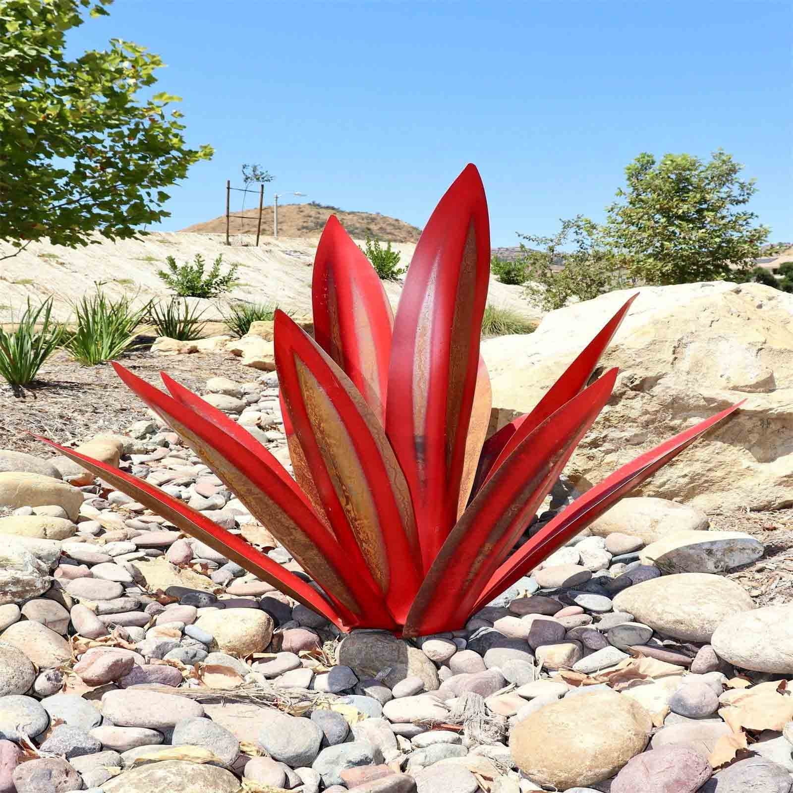 Dpityserensio 25.6In DIY 9 Leaves Metal Art Tequila Rustic Sculpture Garden Yard Sculpture Home Decor Garden Decor
