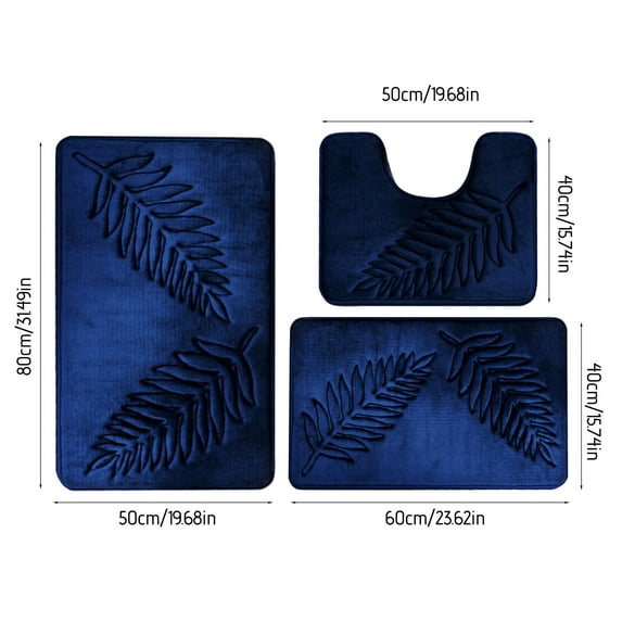 Dpityserensio 3PC Bathroom Rug Sets Leaf embossing Water Absorbent Non-slip Floor Mat Toilet Room Living Room Bedroom Kitchen Door Mat 3 Sets of Floor Mats
