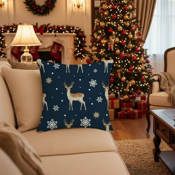 Dpityserensio 45x45cm Christmas Pillow Set Dark Blue Christmas Tree Festival Decoration Pillow Living Room Cushion Set Core Free Xmas Gifts