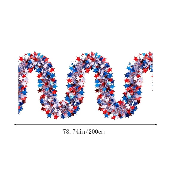 Dpityserensio 4th of July Patriotic Glitter Tinsel Garland Decoration Foil Wreath Hanging Decorations Parade Shiny Tinsels for Independence Day Memorial Day Decor