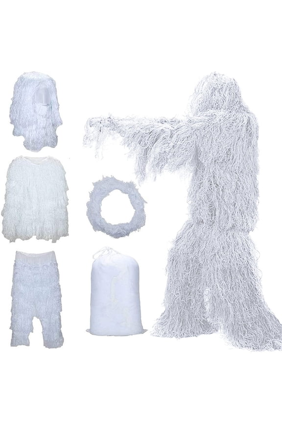 5 In 1 Ghillie Suit 3D Camouflage Hunting Apparel Including Jacket Pants Hood Carry Bag