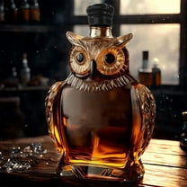 Dpityserensio 6.76oz Owl Whiskey Bottle High Borosilicate Glass Handcrafted Decorative Liquor Container Multicolor Free Size