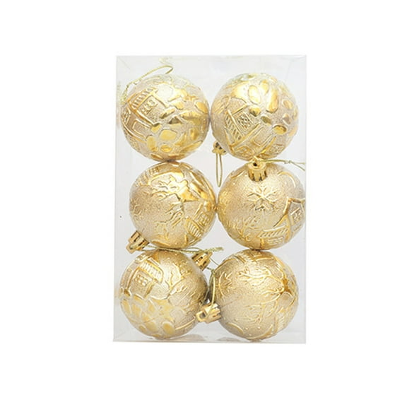Dpityserensio 6pcs Christmas Balls 6cm Decoration Balls Small House Pattern Christmas Electroplated Balls Christmas Tree Hanging Decorations Venue Layout Fall Decor Xmas Gifts