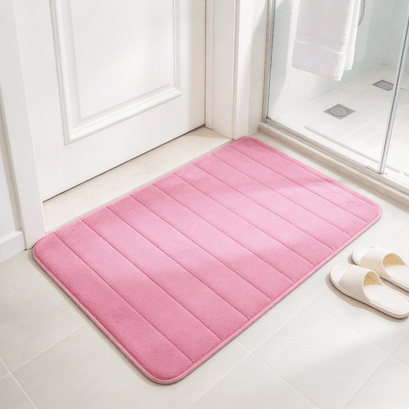 Dpityserensio Absorbent Soft Memory Foam Mat Bath Bathroom Bedroom Floor Shower Rug Decor Pink
