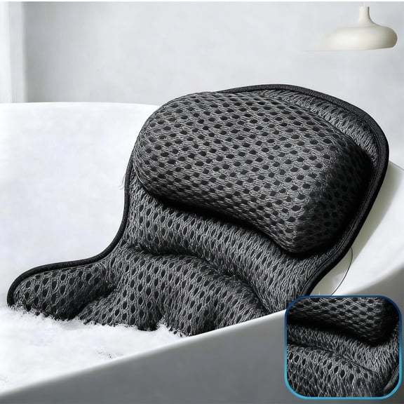 Dpityserensio Bath Pillow Bathtub Pillow, Luxury Bath Pillows for Tub Neck and Back Support with 6 Suction Cups Mesh Bathtub Spa Pillow Quickly Dry