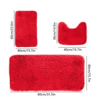 Dpityserensio Bathroom Rug Sets 3pc Solid Color Toilet Mats Soft Water Absorption Non-Slip Thick Machine Washable Easier To Dry Dark
