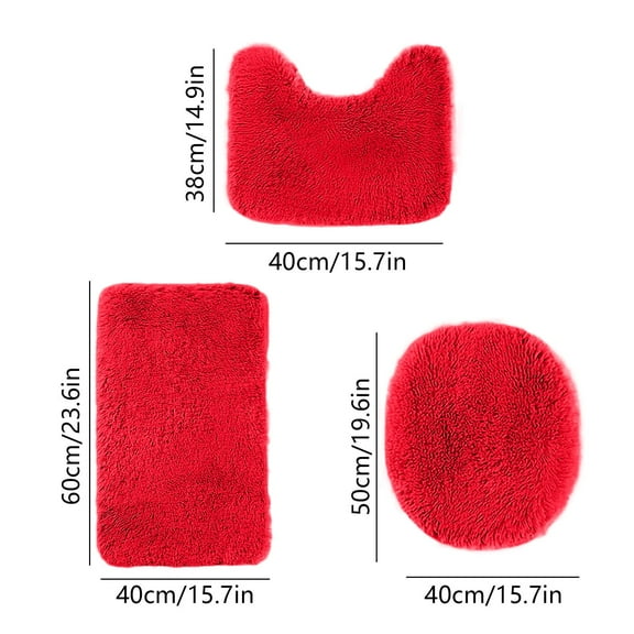 Dpityserensio Bathroom Rug Sets 3pc Solid Color Toilet Mats Soft Water Absorption Non-Slip Thick Machine Washable Easier To Dry