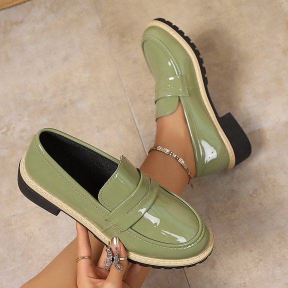 Dpityserensio Boots for Women Trendy Versatile Solid Color British Style Loafers With Thick Heels Shoes