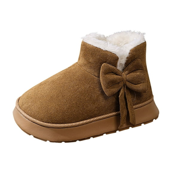Dpityserensio Boots for Women Winter Versatile Cute Bow Thick-Soled Warm Snow Boots