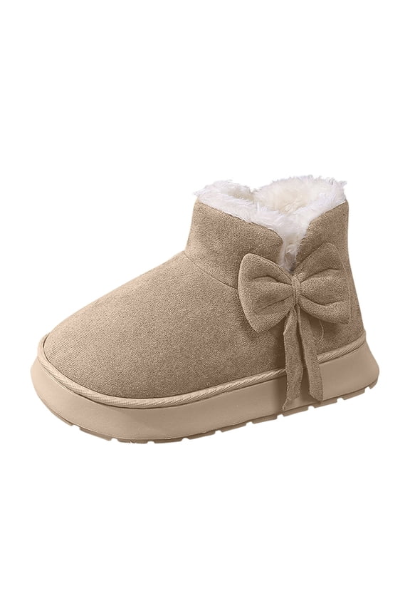 Boots for Women Winter Versatile Cute Bow Thick-Soled Warm Snow Boots
