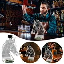 Dpityserensio Borosilicate Glass Horse Head Whiskey Bottle Decorative Liquor Dispenser with Stopper for Bar Home Decor Gift Unique Handcrafted Drinkware 125ML