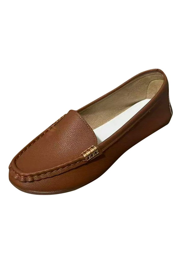 Brown Flats Shoes Women Dressy Comfortable Lightweight Shallow Round Toe Fall And Winter Style Comfortable Flat Shoes