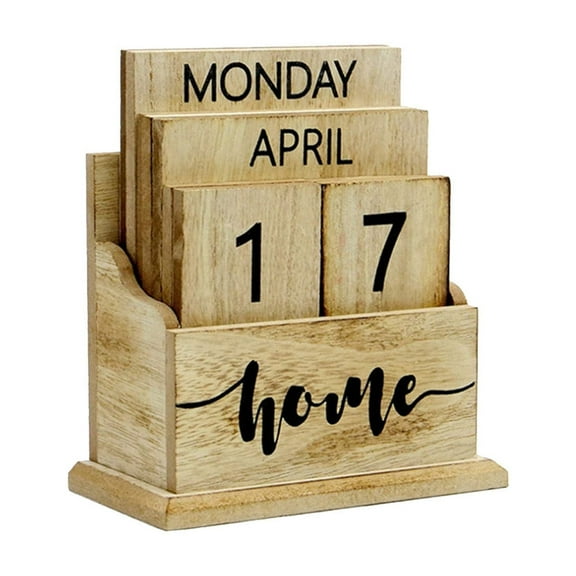 Dpityserensio Calendar 2025 Wooden Calendar Perpetual Calendar Countdown Board Home Decorative Ornaments Gifts Desk Decorations Book Desktop Ornaments Photography Props Planner Calendar