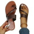 thumbnail image 1 of Dpityserensio Casual Flat Sandals Retro Beach Style Sandals and Slippers Large Size Women's Shoes Coffee 6.5(38), 1 of 5
