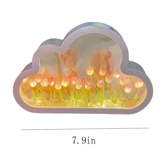 Dpityserensio Cloud Tulip Mirror Night Light,No Battery Included