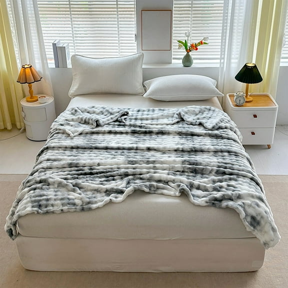 Dpityserensio Dazzling Blanket Border Washable Rabbits Rabbits Velvet Multifunctional High Grammage Milk Flannel Blanket Xmas